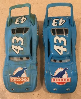 2 Disney Pixar Cars - 1 Rare Dinoco The King & 1 Regular (Moving Eyes) 2