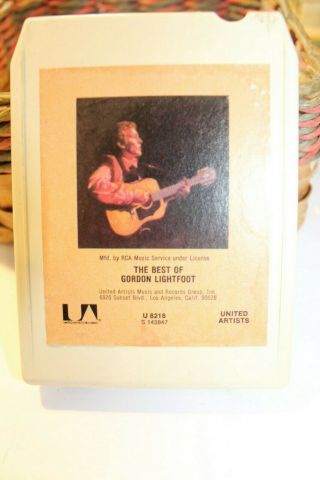 Gordon Lightfoot The Best Of - 8 - Track Tape - Rare And 1970