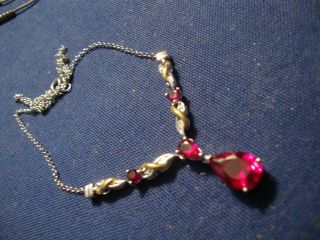 Ultra Rare Ruby Diamond Gold And Sterling Silver Chunky Necklace