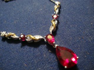 ULTRA RARE RUBY DIAMOND GOLD AND STERLING SILVER CHUNKY NECKLACE 2