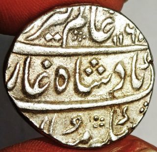Mughal - Alamgir Ii - Lahore - Rare 1 Rupee Ah1168//2 (1755) Silver Alm11