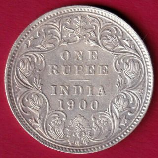 British India - 1900 - Victoria Empress - One Rupee - Rare Silver Coin Bw3