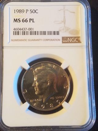 1989 P Kennedy 50c,  Ngc Certified Ms 66 Pl,  " Proof Like " Rare