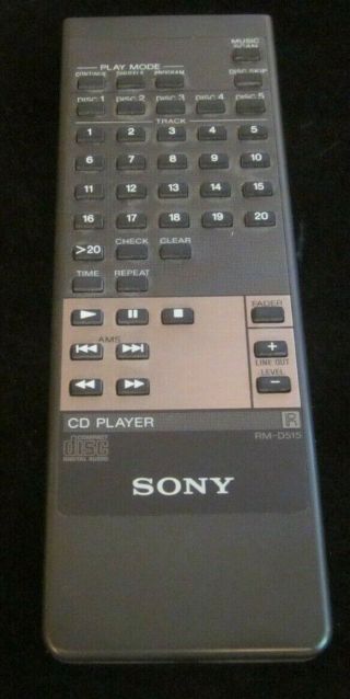 Sony Rm - D515 Cd Player Remote Control Cdpc79es Cdpc715 Cdpc910 Oem Rare