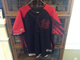 Vtg Rare York Yankees Red/black Majestic Alternate Jersey Sz Xl - Cool