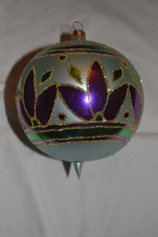 Rare Christopher Radko Festiva Christmas Ornament 96 - 212 - 0 Lg.  6 " Teardrop Ball