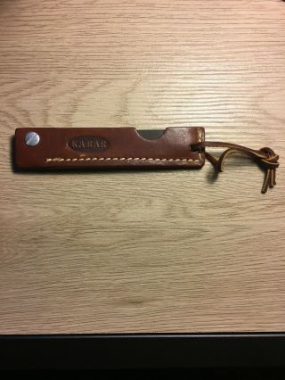 Vintage Rare Kabar Knife Sharpening Stone In Leather Folding Case Old Oil Honing