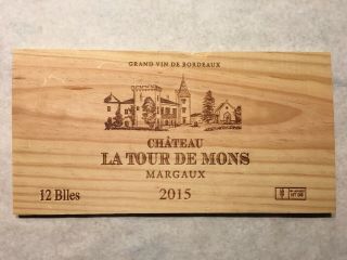 1 Rare Wine Wood Panel Château La Tour De Mons Vintage Crate Box Side 3/19 1200