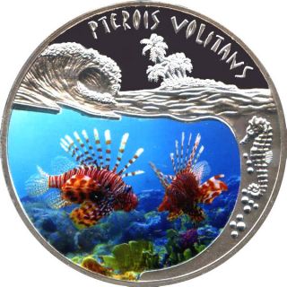 2010 Rwanda " Pterois Volitans " Silver Proof Coin 500 Francs Rare /no