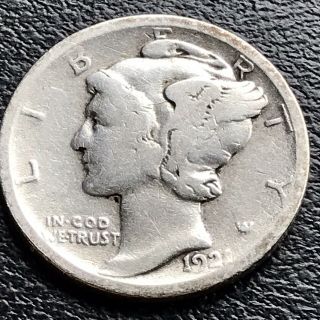 1921 D Mercury Dime Denver Coin 10c Rare Key Date Circulated 17884
