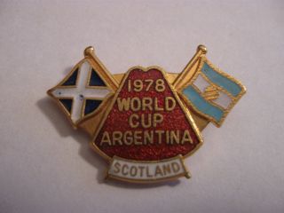 Rare Old Scotland 1978 Football World Cup Argentina Flag Enamel Brooch Pin Badge