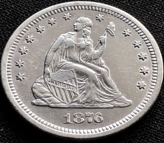 1876 S Seated Liberty Quarter Dollar Au - Unc 25c Rare 12710