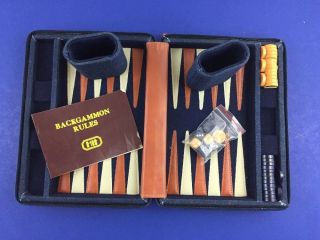 Vintage Hit Mini Travel Backgammon Set In Rare Denim Jean Pocket Case