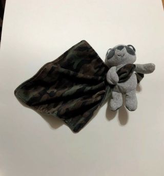 Carters Raccoon Baby Security Blanket Rattle Toy Stuffed Plush Boy Camo Rare