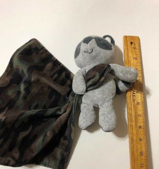 Carters raccoon Baby Security Blanket Rattle Toy Stuffed Plush Boy Camo Rare 2
