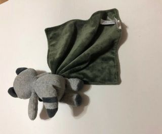 Carters raccoon Baby Security Blanket Rattle Toy Stuffed Plush Boy Camo Rare 5
