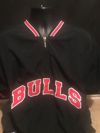 Chicago Bulls Starter Warm Up Jacket Short Sleeve Large Rare Jordan 3/4 Zip