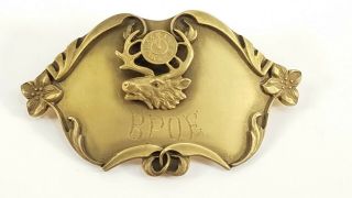 Vintage Bpoe Elks Brass Pin Large Detailed Rare Very Early Piece See Photos.