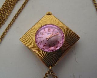 Rare Vintage Russian Soviet Gold - Plated Pendant Lady 17 J Chaika Watch