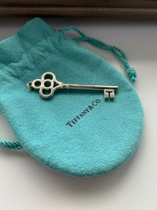 Return To Tiffany & Co Love Crown Key Pendant Necklace Silver Charm Rare