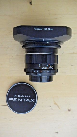 M42 Asahi Pentax Takumar 24mm F3.  5 Wa Lens W/rare Hood - Dslr/mirrorless