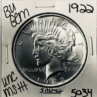 1922 P Bu Gem Peace Silver Dollar Unc Ms,  U.  S.  Rare Coin 5034