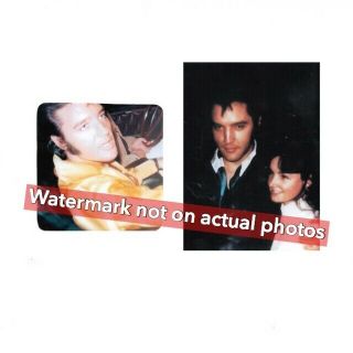 2 Rare Elvis Photos - Candid Snapshots Of Elvis With Fan And In Car - Late 1960’s