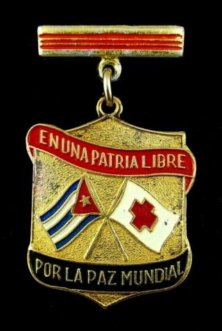 Cuban Red Cross 1960s Vintage Old Badge Medal Very Rare