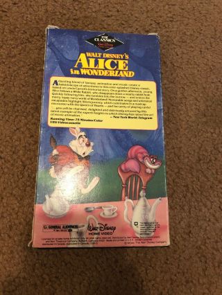 Disney - Alice in Wonderland (Black Diamond) VHS (Slip Cover) Rare 3