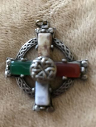 Rare Hand - Crafted Irish Celtic Cross Pendant Sterling Silver Irish Knot