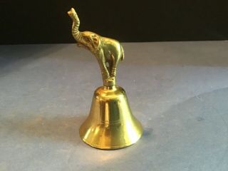 Vintage Brass Elephant Bell Good Luck Trunk Up Rare Dinner Bell Handheld Collect