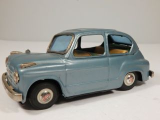 Rare Find Vintage Bandai Fiat 600 Friction Motor Tin Car Made In Japan