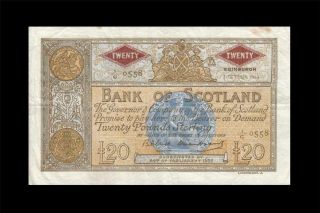 2.  10.  1963 Bank Of Scotland 20 Pounds Rare ( (vf))