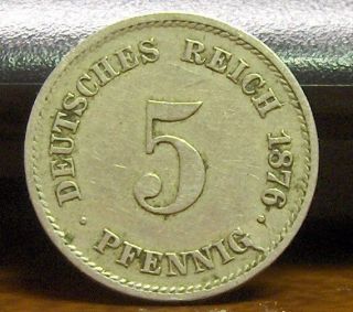 Rare Die Crack 1876 German 5 Pfennig
