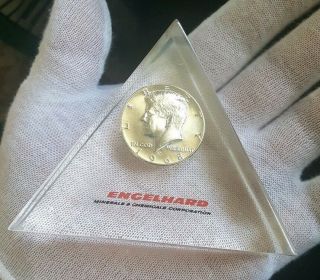 1968 D Kennedy Silver Half Dollar Coin In Engelhard Paperweight Lucite Rare Bar