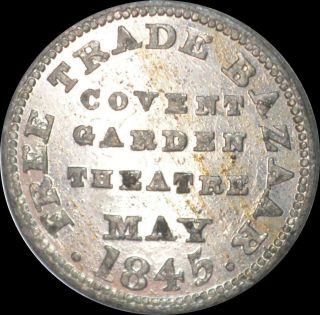 England - May 1845 Covent Garden theatre token - Anti Corn law / Trade RARE 2