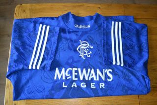 Glasgow Rangers Football Shirt Adidas 1994/96 Home Shirt Mc Ewans 42/44 " Rare