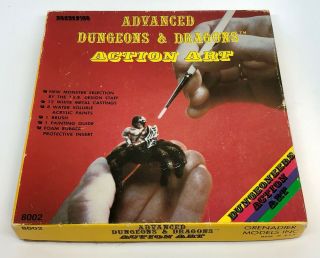 Rare Vintage Advanced Dungeons & Dragons Grenadier Action Art—11 Minis W/ Box