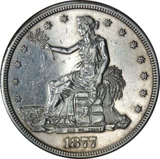 1877 - S Trade Dollar Choice Au Rare - Eye Appeal