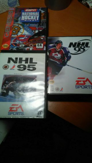 Sega Genesis Nhl 95,  Espn National Hockey And Rare Nhl 98