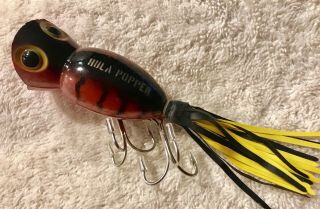Fishing Lure Fred Arbogast Hula Popper Red Crawfish Rare In 5/8 Size Crank Bait