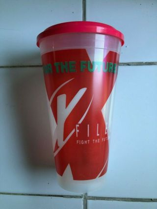 The X - Files Plastic Cup 32 Oz Fr Thailand Movie Theater 1998 Rare David Duchovny
