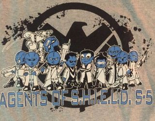Agents Of Shield Season 5 Cast Crew T - Shirt Cree Aliens Marvel Avengers Rare