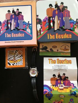 The Beatles Fossil Watch Yellow Submarine Numbered Ltd Edition Of 3000.  Rare 4