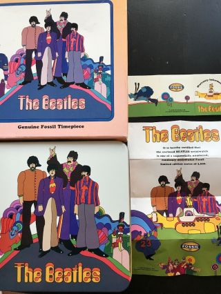 The Beatles Fossil Watch Yellow Submarine Numbered Ltd Edition Of 3000.  Rare 7