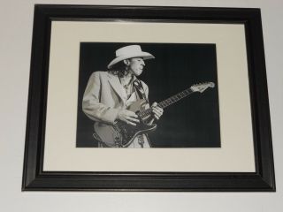 Framed Stevie Ray Vaughan 1988 On Stage Srv Guitar God 14 " X16.  5 " Rare