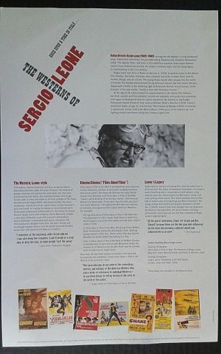 Sergio Leone Exhibit Single Sheet Poster/program Autry Museum 2005 Rare