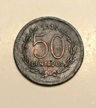 Mexico 1916 50 Centavos Morelos Revolution Rare Scarce Coin