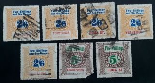 Rare 1927 - Queensland Australia 7 X Railways Newspapers & Parcels Labels