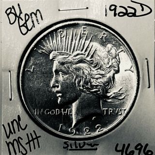 1922 P Bu Gem Peace Silver Dollar Unc Ms,  U.  S.  Rare Coin 4696
